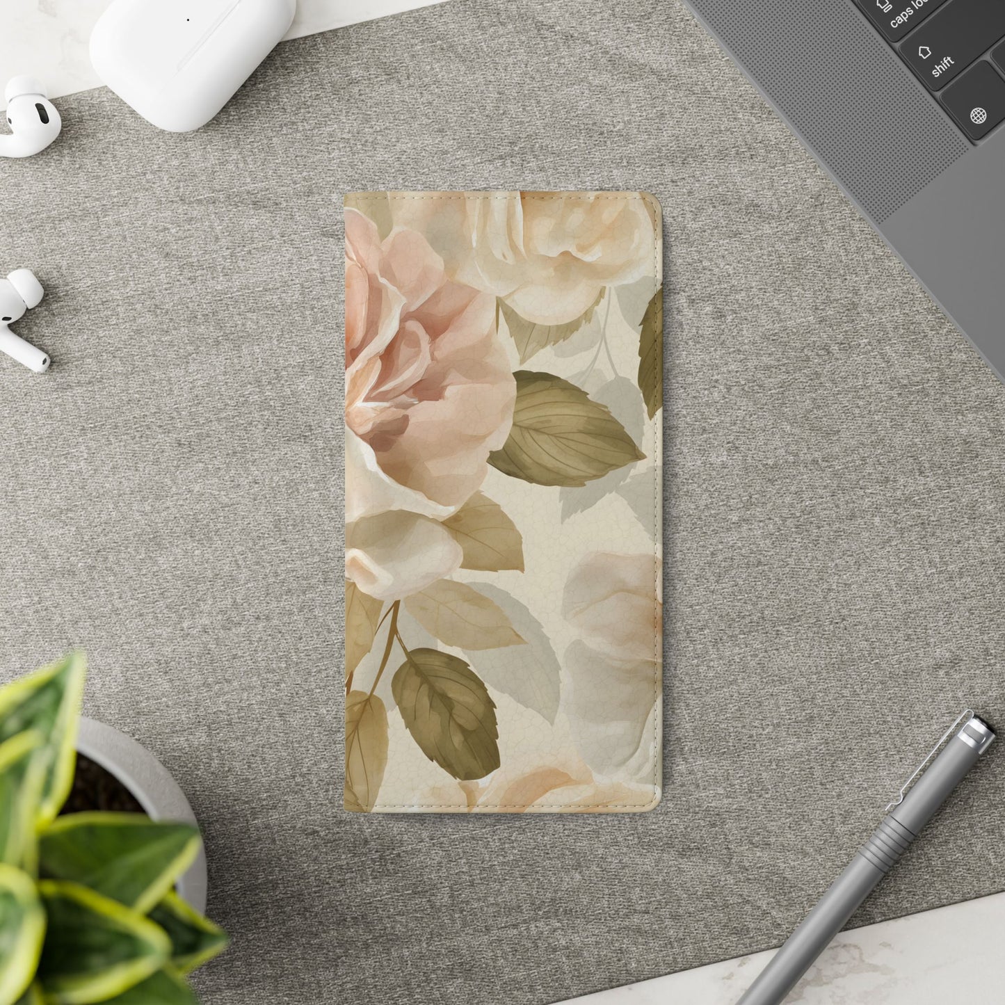 Soft Rose Elegance โ Vegan Leather Wallet Samsung Case