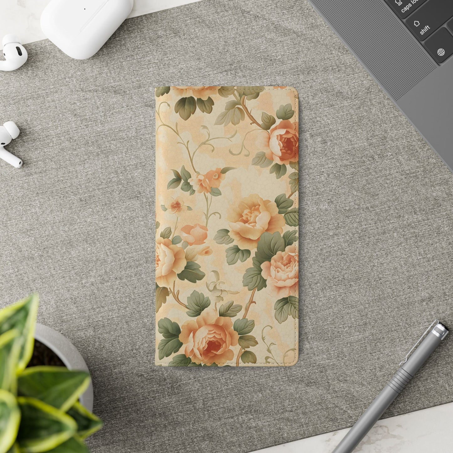 Vintage Bloom โ Vegan Leather Wallet Samsung Case