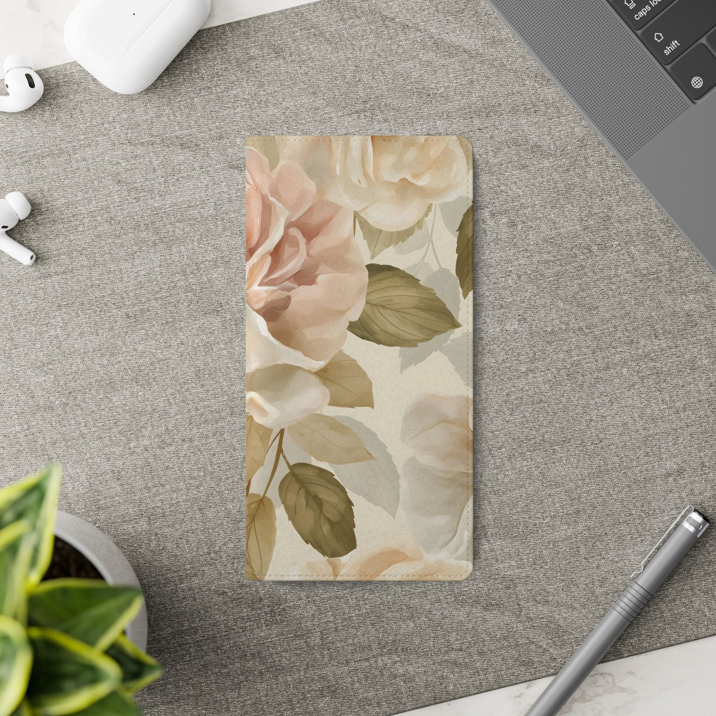 Soft Rose Elegance โ Vegan Leather Wallet Samsung Case