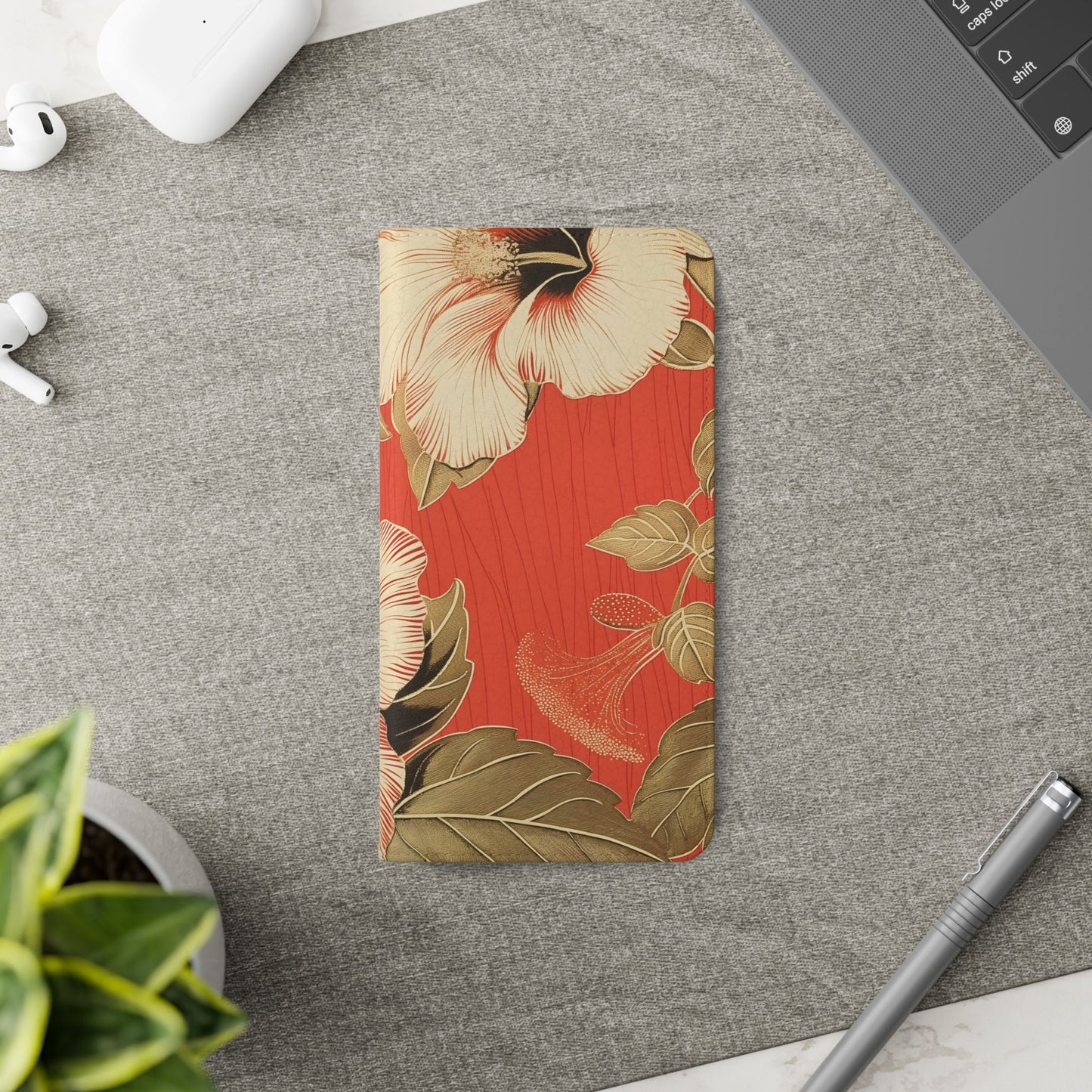 Golden Hibiscus – Vegan Leather Wallet Samsung Case