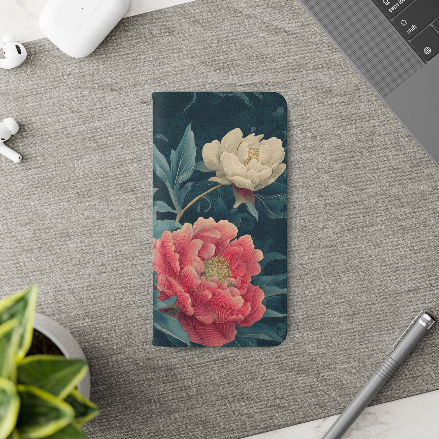 Floral Whispers – Vegan Leather Flip Samsung Case