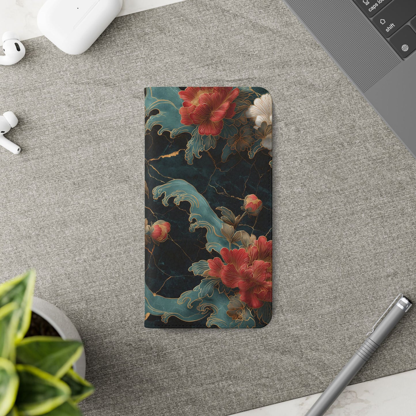 Crimson Tides – Vegan Leather Samsung Flip Case