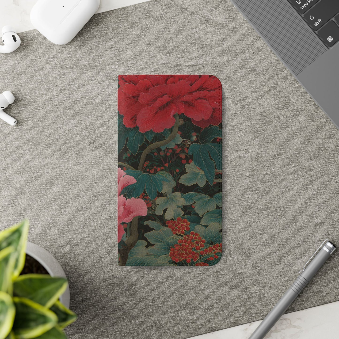 Blooming Peony – Vegan Leather Samsung Flip Case