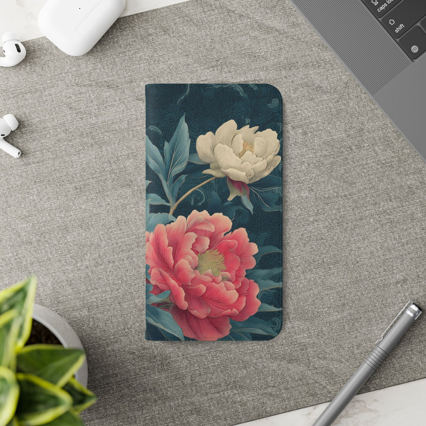 Floral Whispers – Vegan Leather Flip Samsung Case