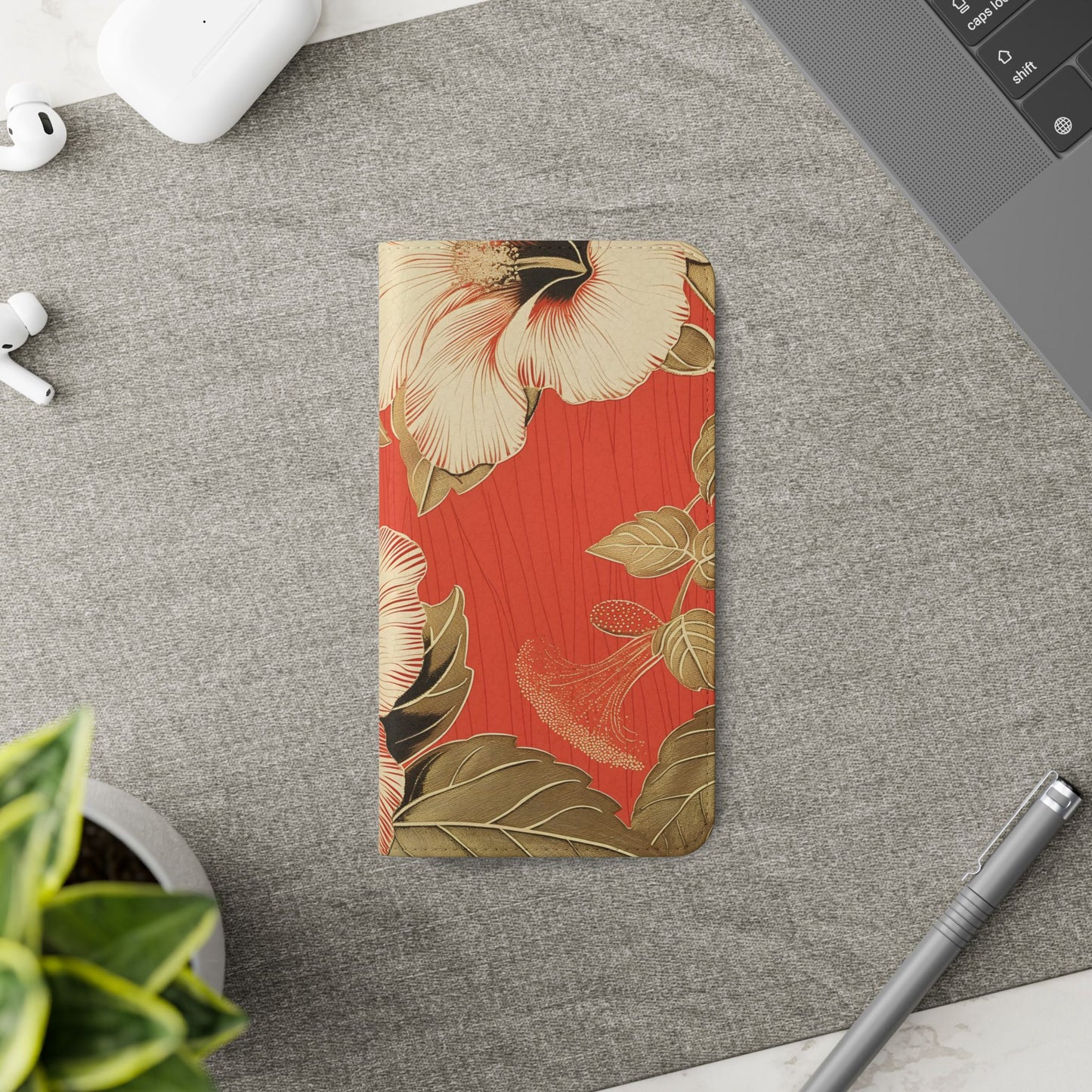 Golden Hibiscus – Vegan Leather Wallet Samsung Case
