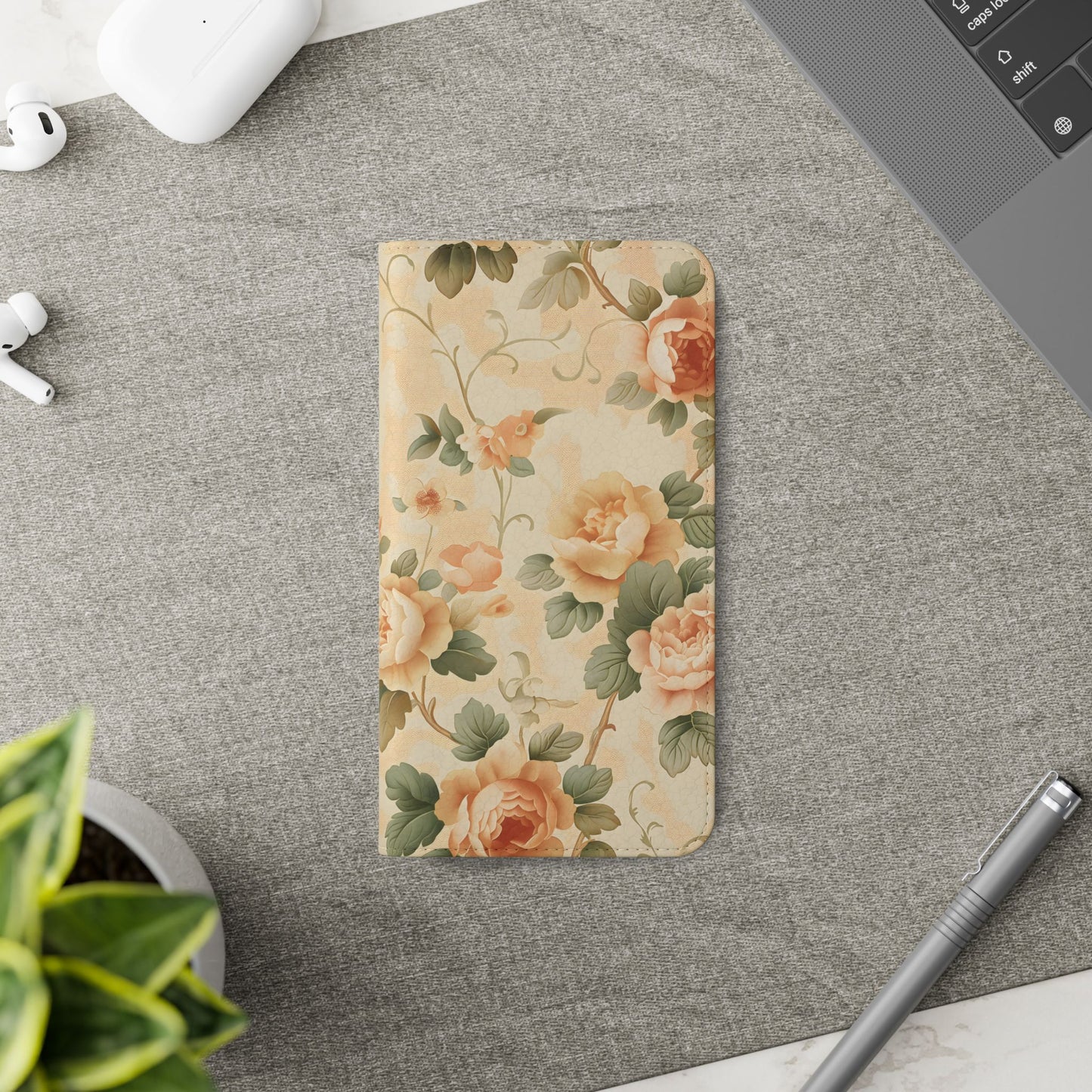 Vintage Bloom โ Vegan Leather Wallet Samsung Case