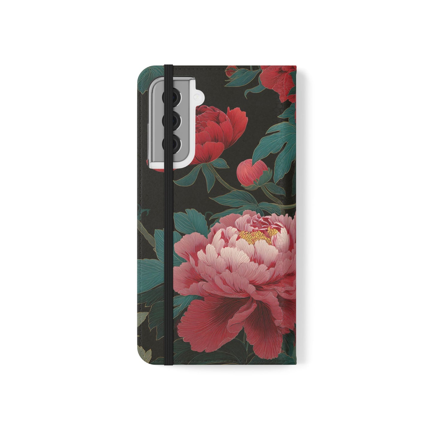 Blooming Peony – Vegan Leather Samsung Flip Case