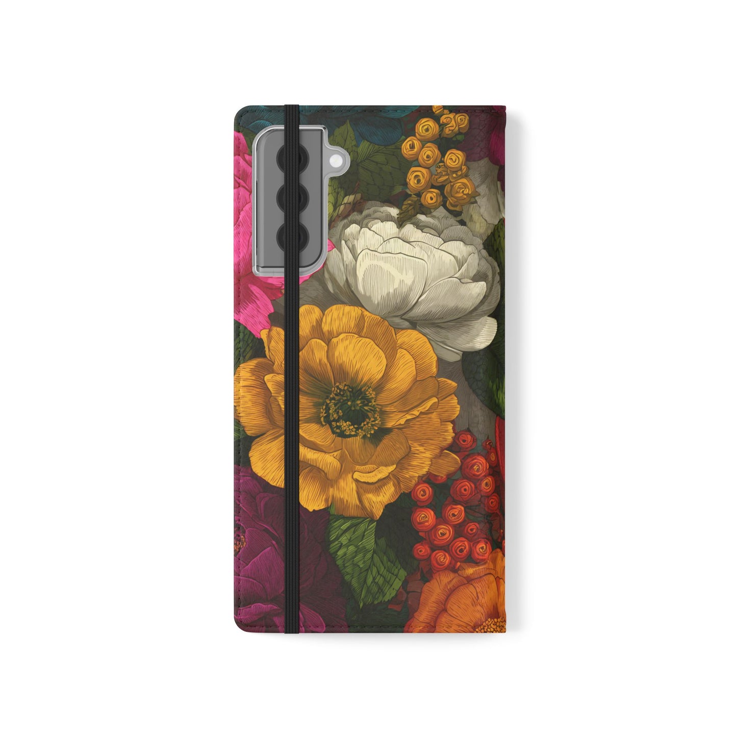 Midnight Bloom – Samsung Vegan Leather Flip Phone Case