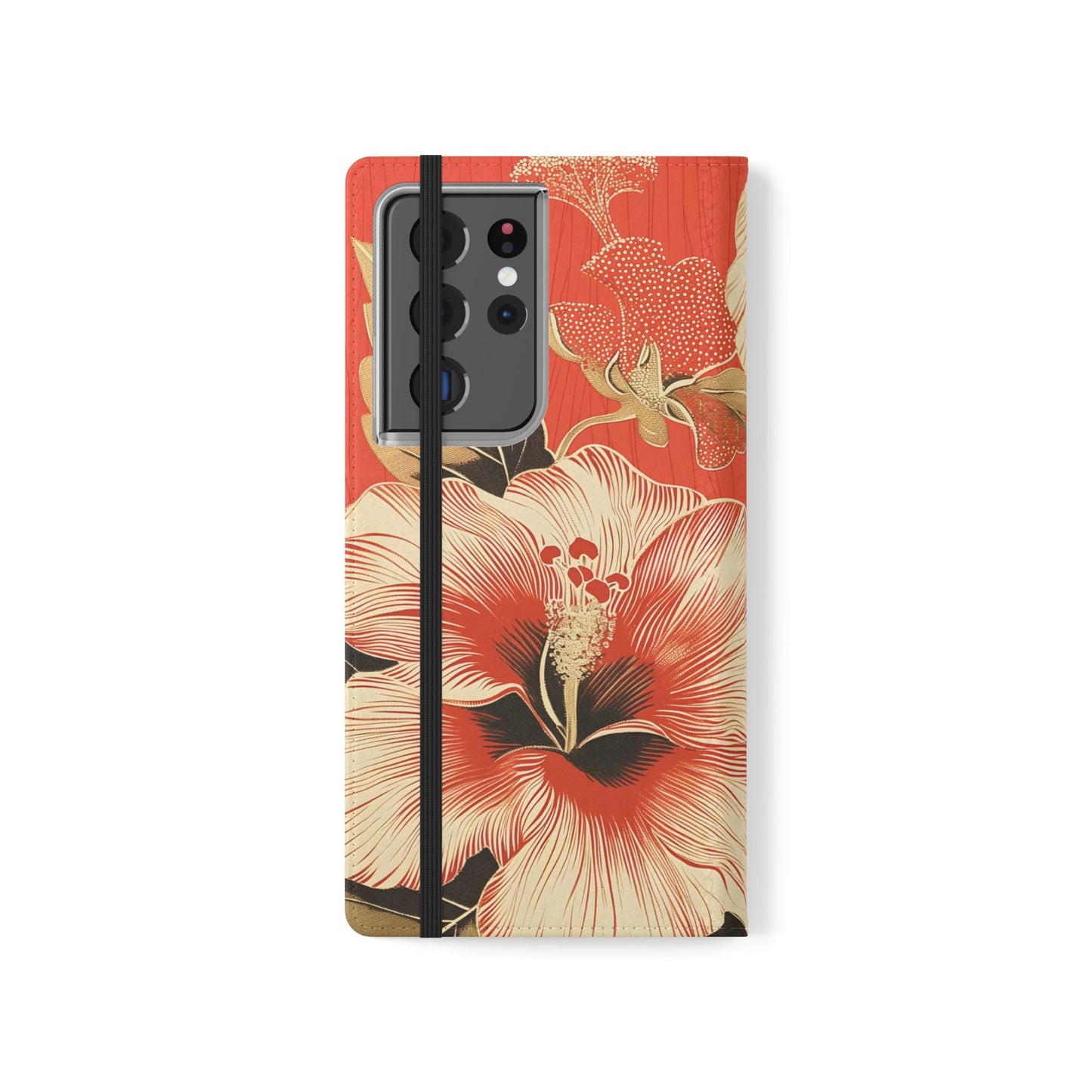 Golden Hibiscus – Vegan Leather Wallet Samsung Case