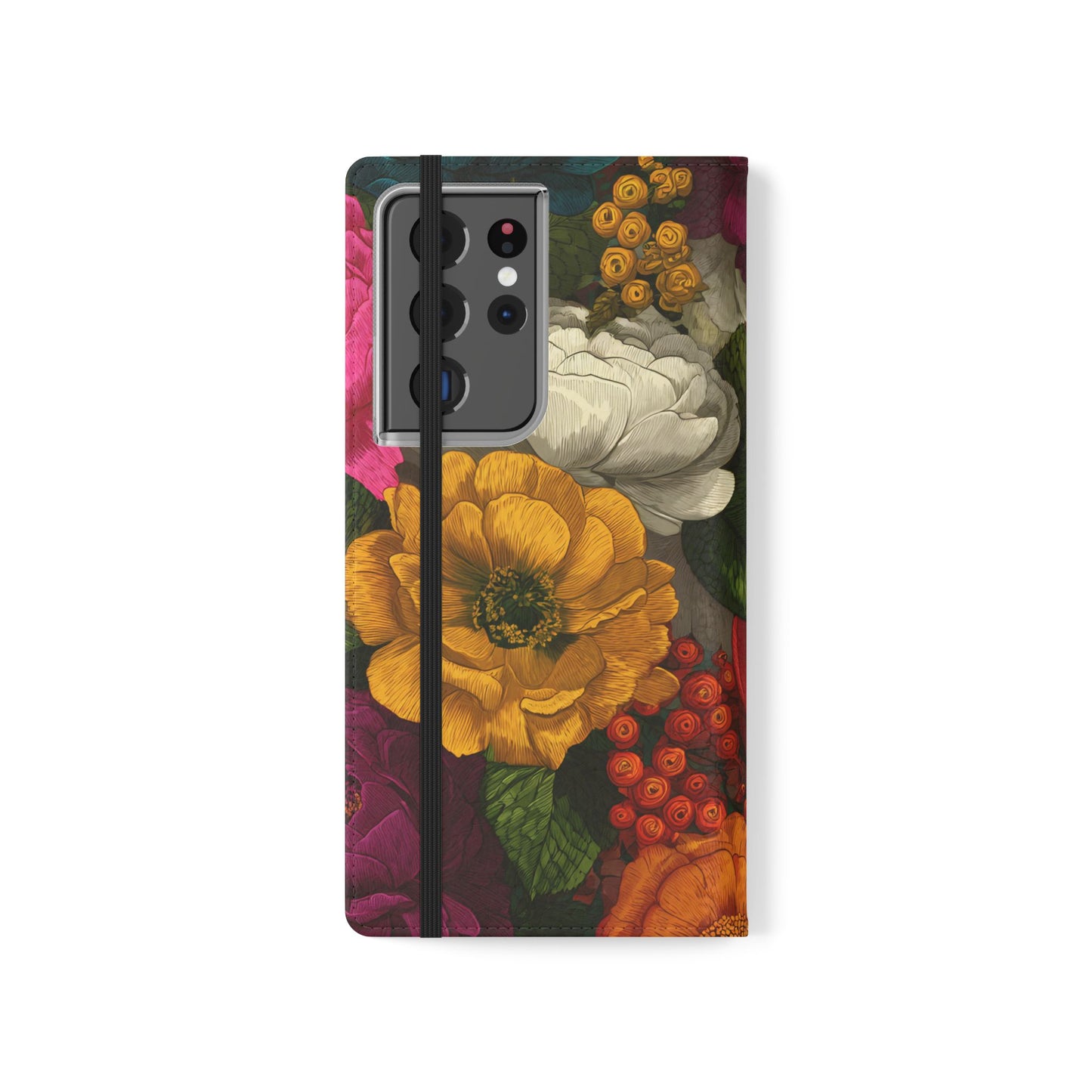 Midnight Bloom – Samsung Vegan Leather Flip Phone Case