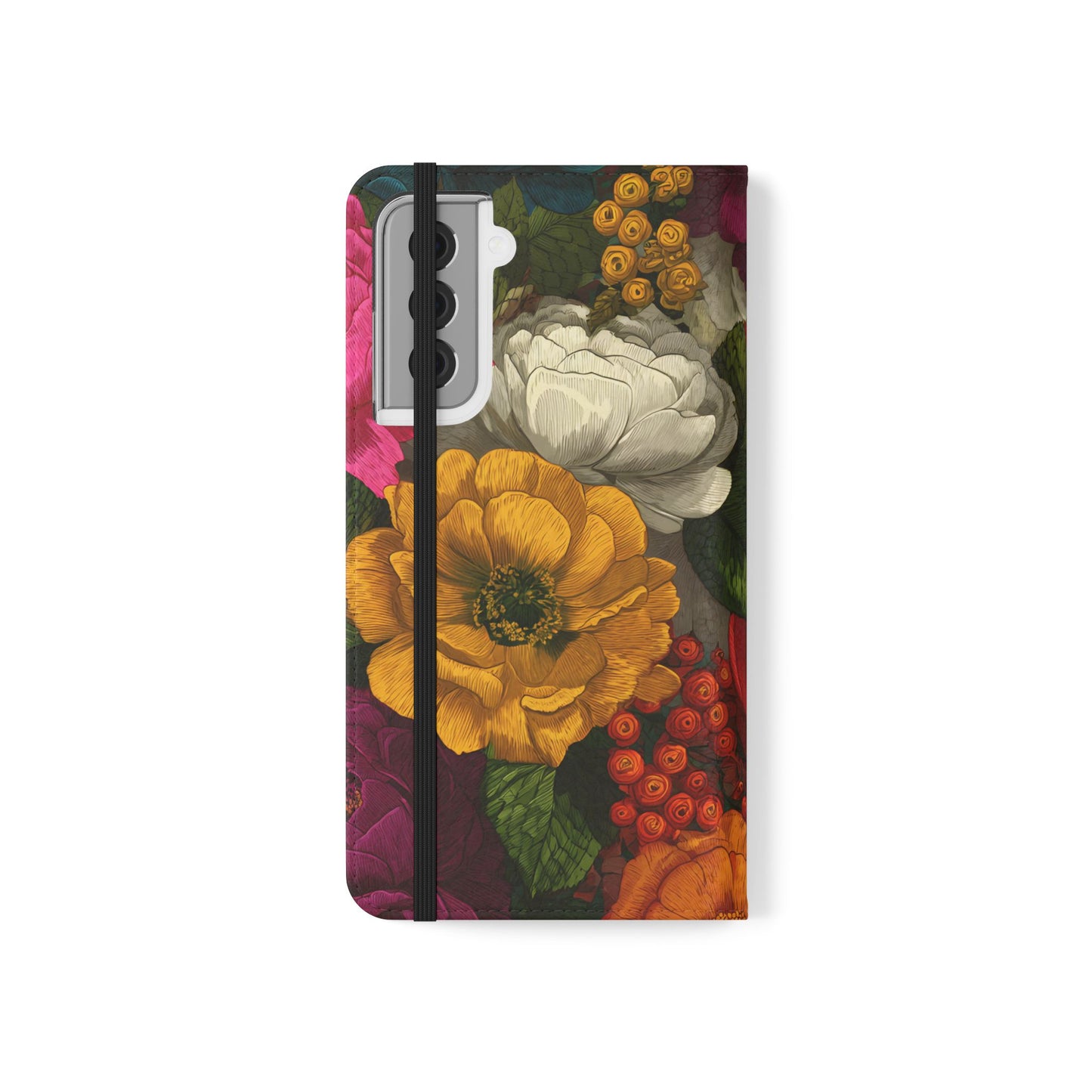 Midnight Bloom – Samsung Vegan Leather Flip Phone Case