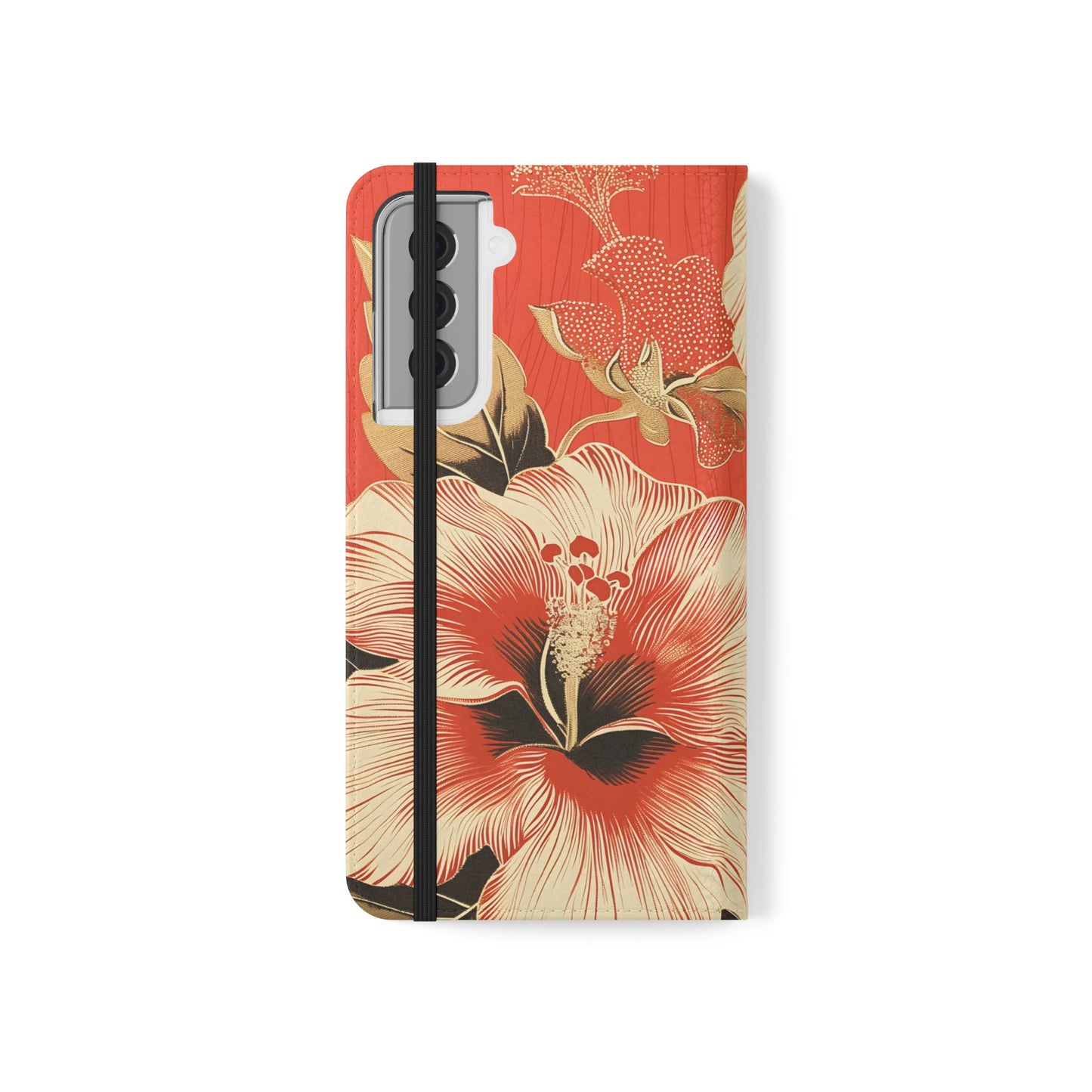 Golden Hibiscus – Vegan Leather Wallet Samsung Case