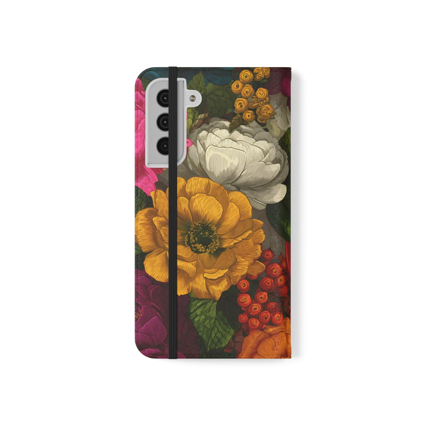 Midnight Bloom – Samsung Vegan Leather Flip Phone Case