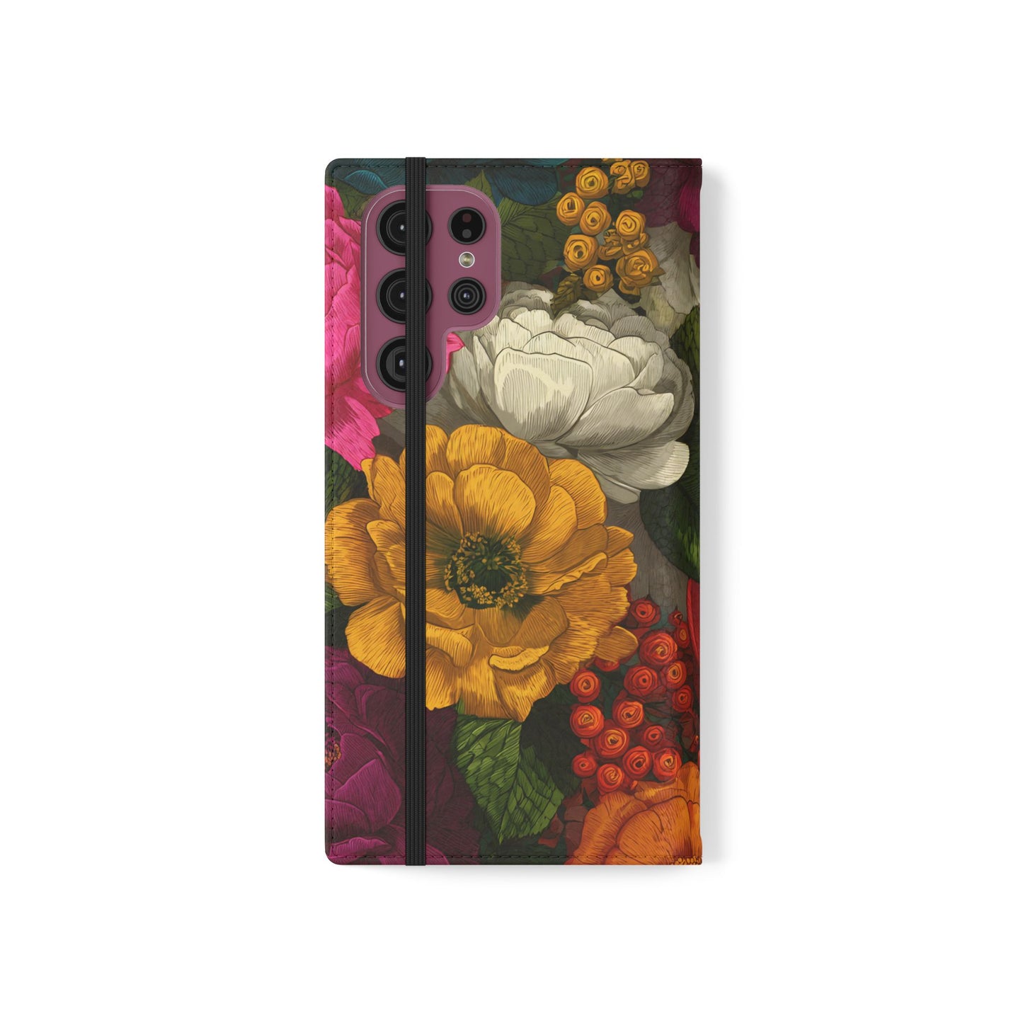 Midnight Bloom – Samsung Vegan Leather Flip Phone Case