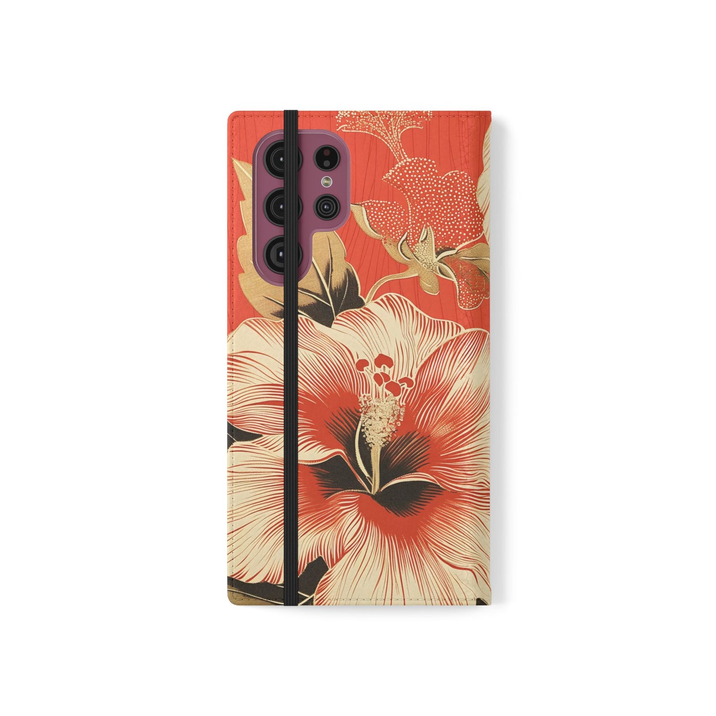 Golden Hibiscus – Vegan Leather Wallet Samsung Case