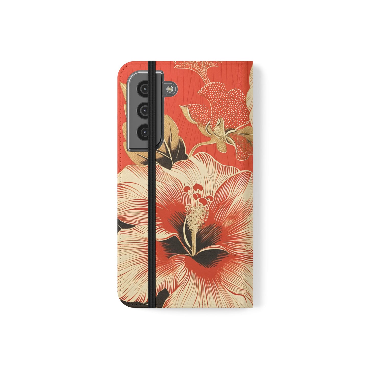 Golden Hibiscus – Vegan Leather Wallet Samsung Case