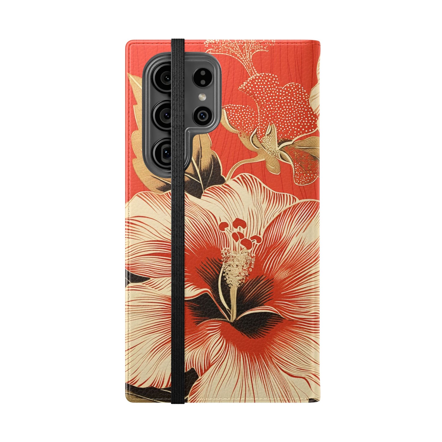 Golden Hibiscus – Vegan Leather Wallet Samsung Case