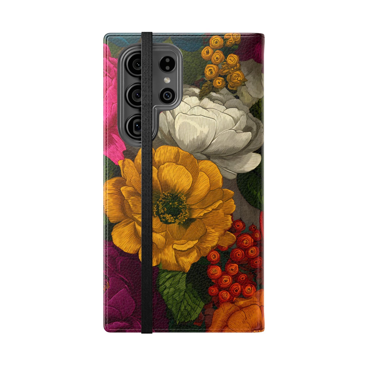 Midnight Bloom – Samsung Vegan Leather Flip Phone Case