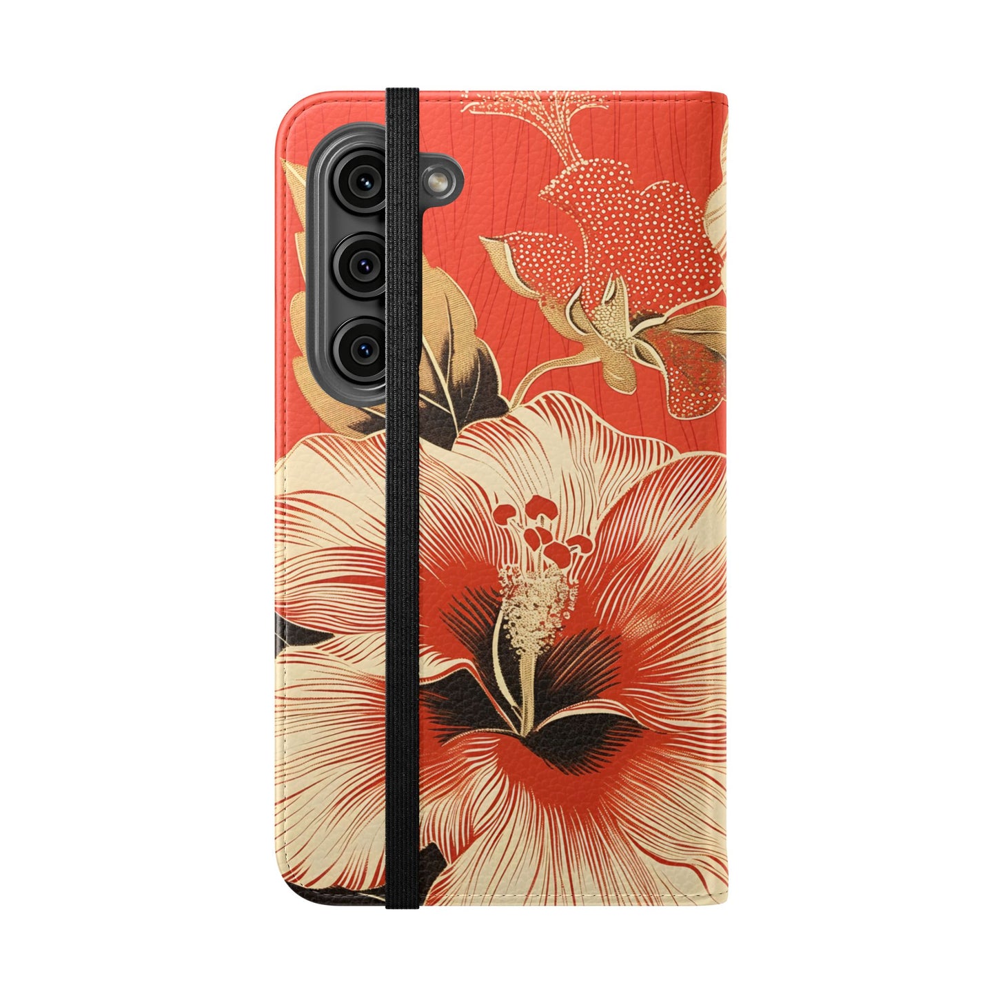Golden Hibiscus – Vegan Leather Wallet Samsung Case
