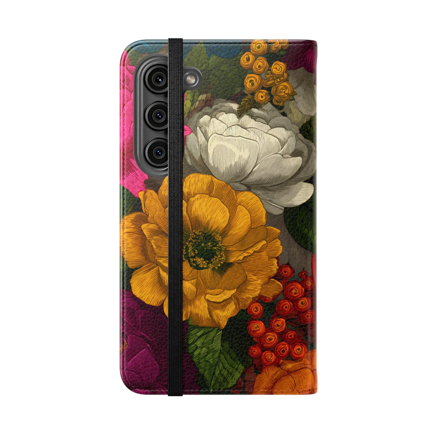 Midnight Bloom – Samsung Vegan Leather Flip Phone Case