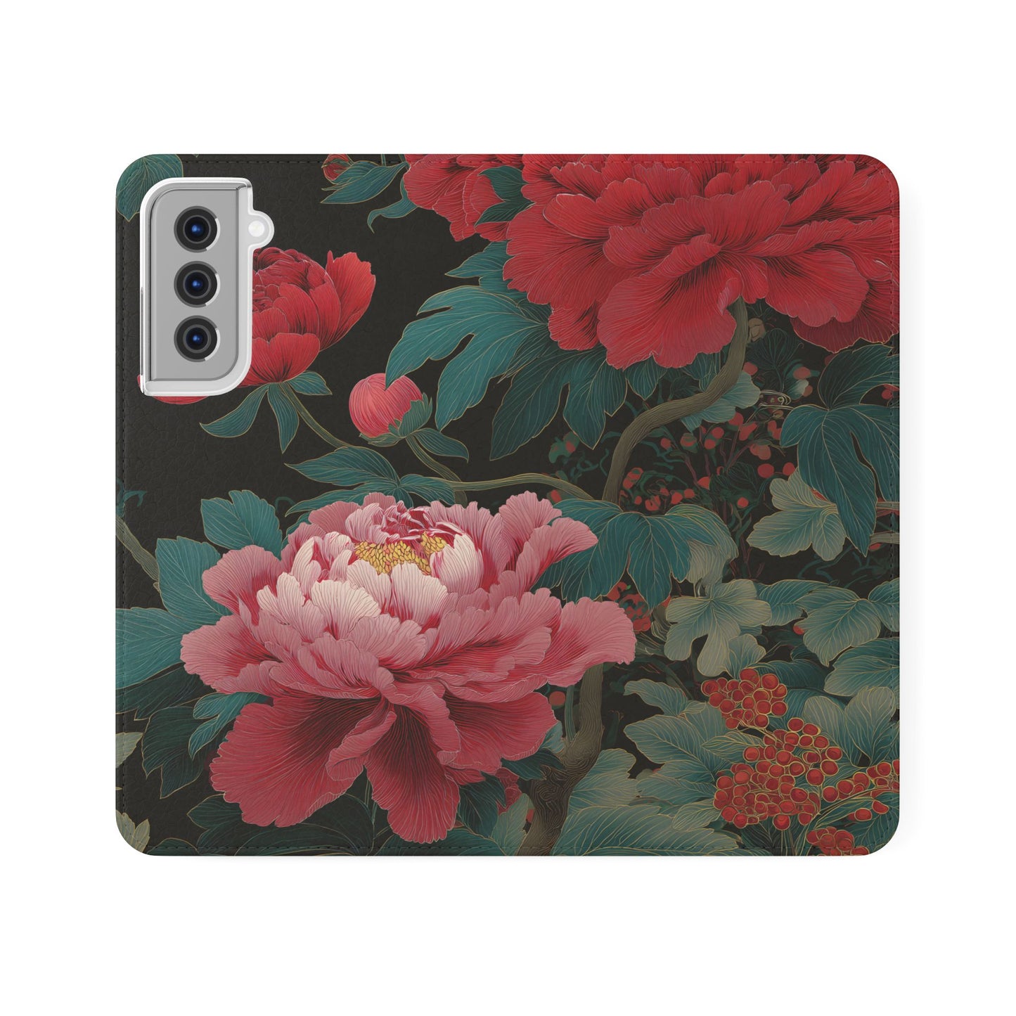 Blooming Peony – Vegan Leather Samsung Flip Case