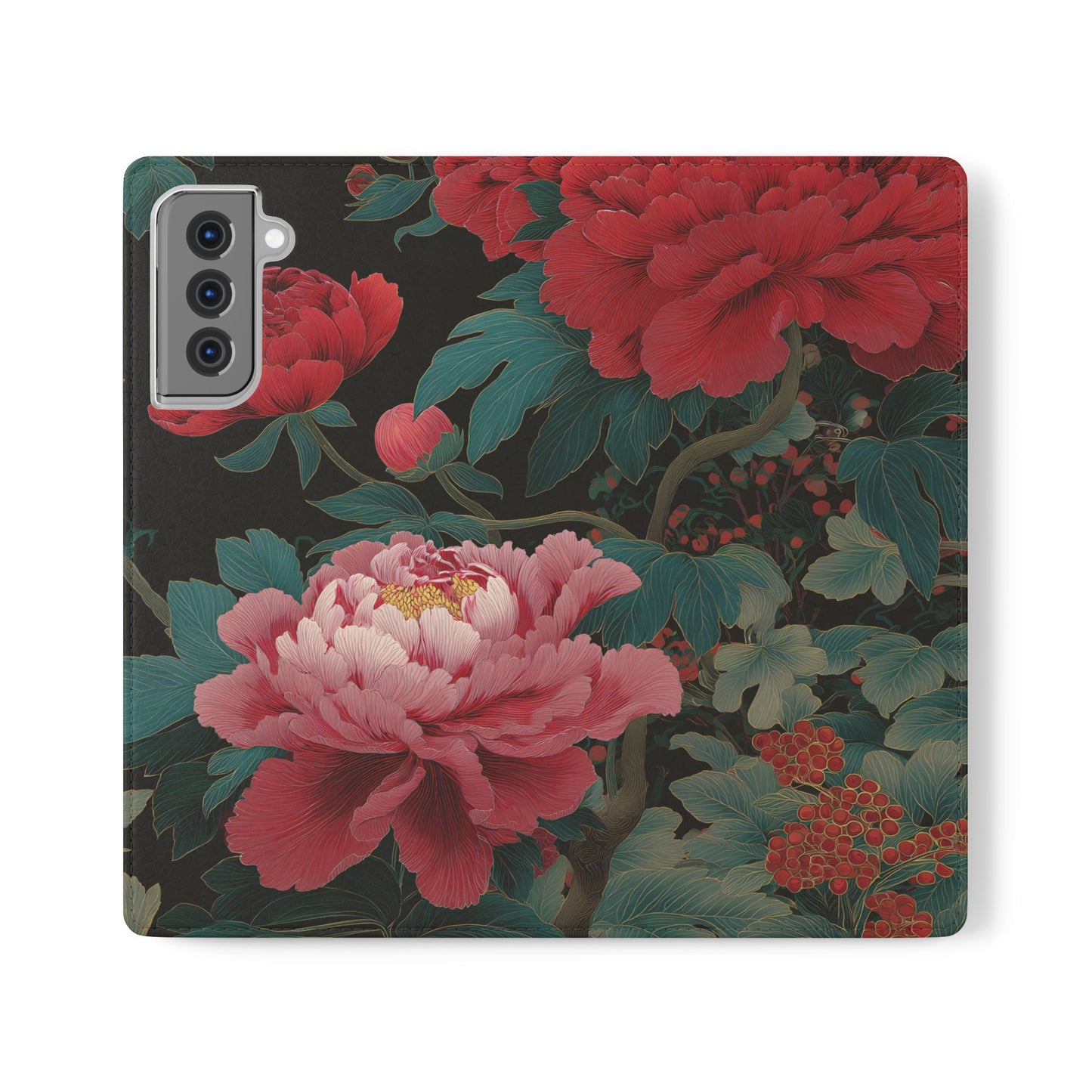 Blooming Peony – Vegan Leather Samsung Flip Case