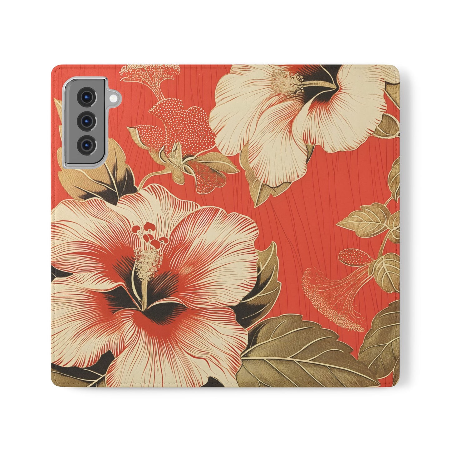 Golden Hibiscus – Vegan Leather Wallet Samsung Case