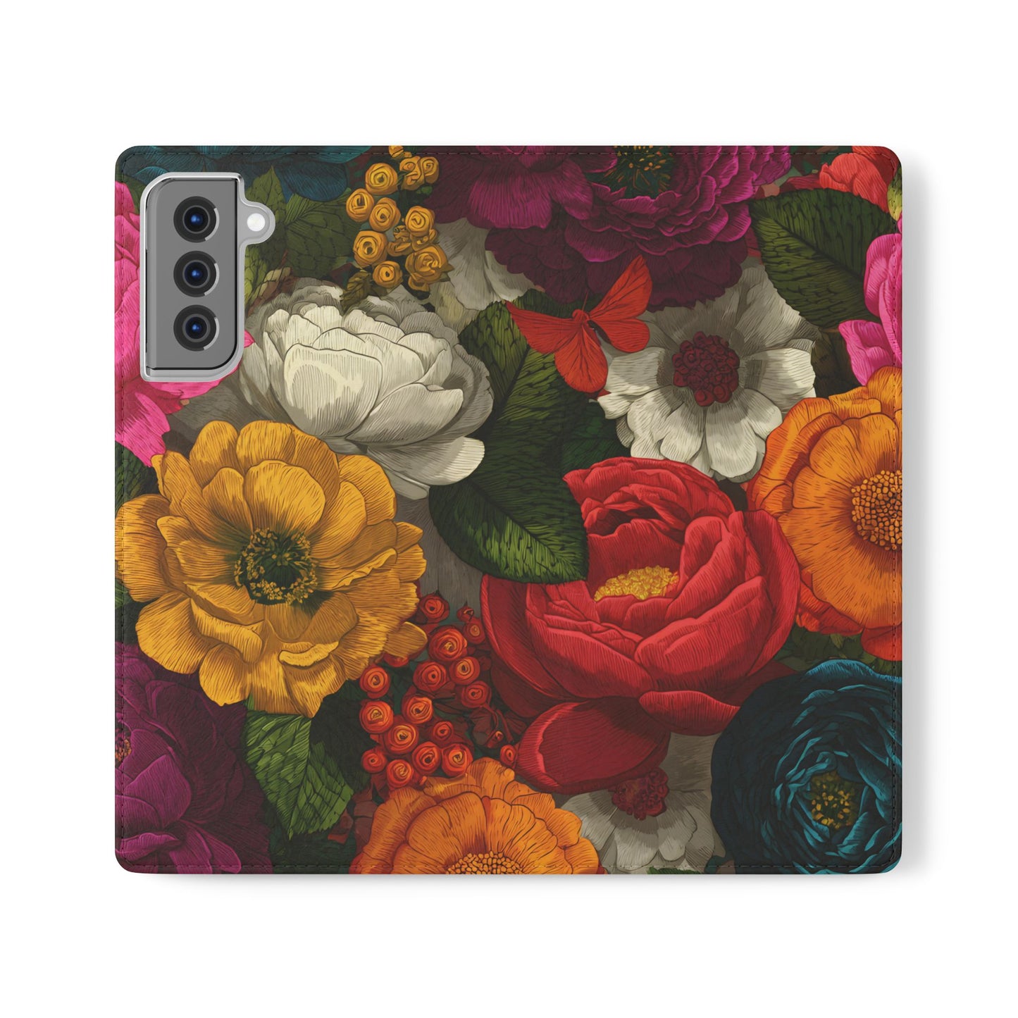 Midnight Bloom – Samsung Vegan Leather Flip Phone Case
