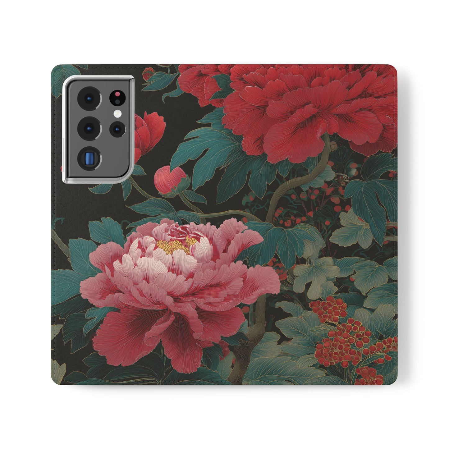 Blooming Peony – Vegan Leather Samsung Flip Case
