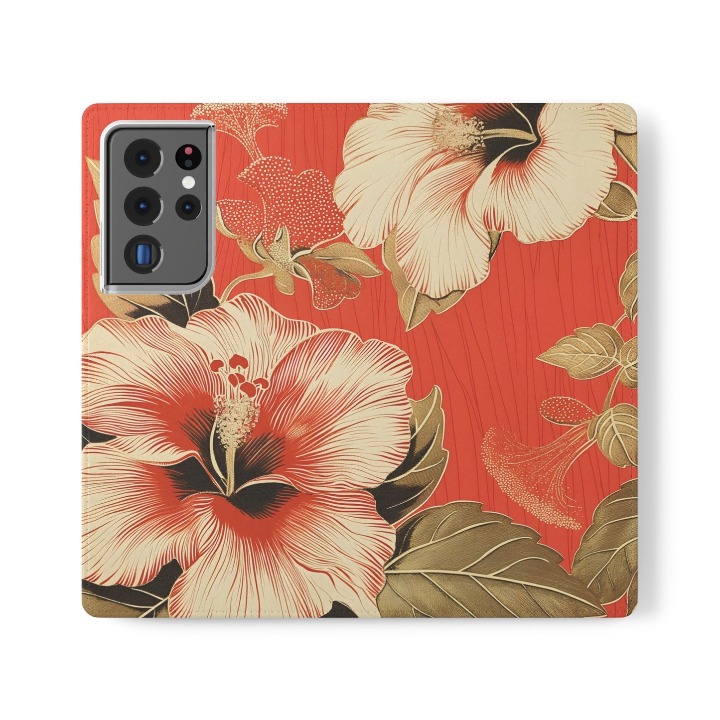 Golden Hibiscus – Vegan Leather Wallet Samsung Case