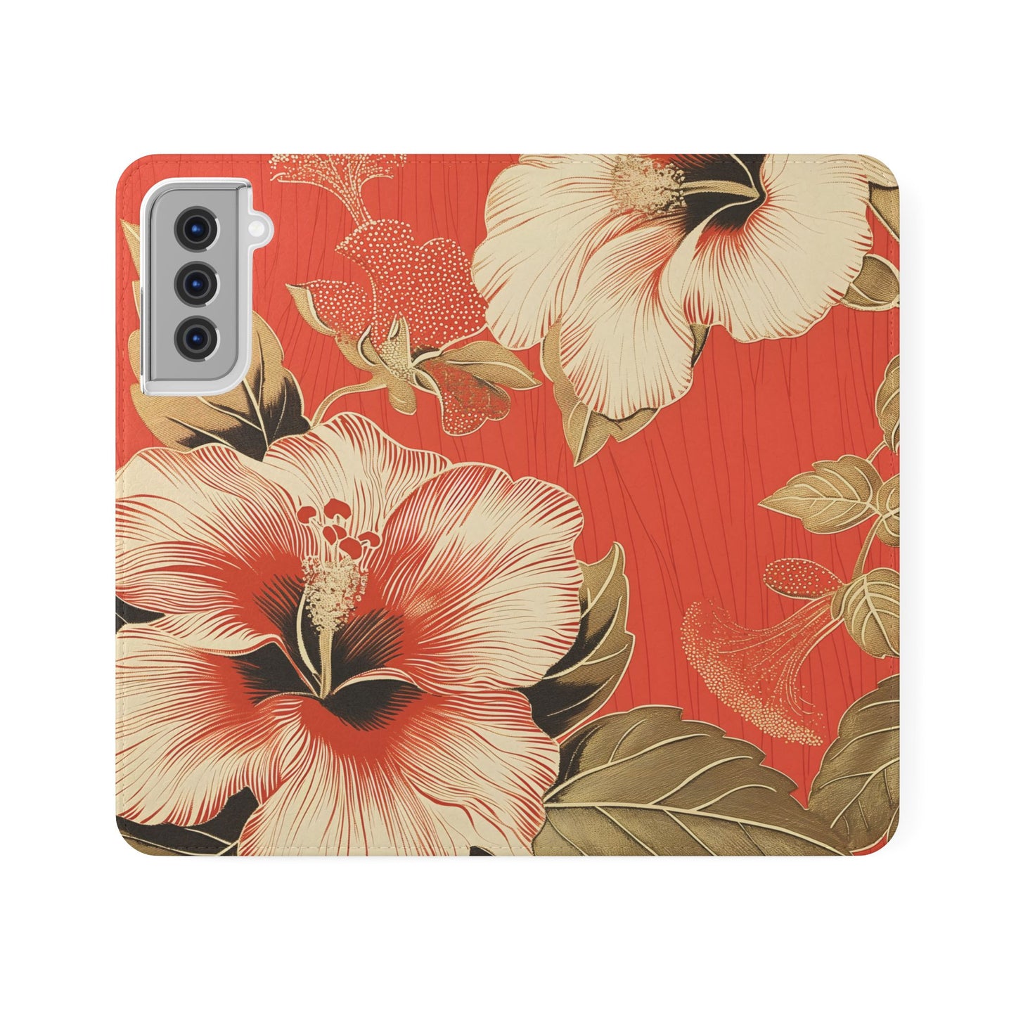 Golden Hibiscus – Vegan Leather Wallet Samsung Case