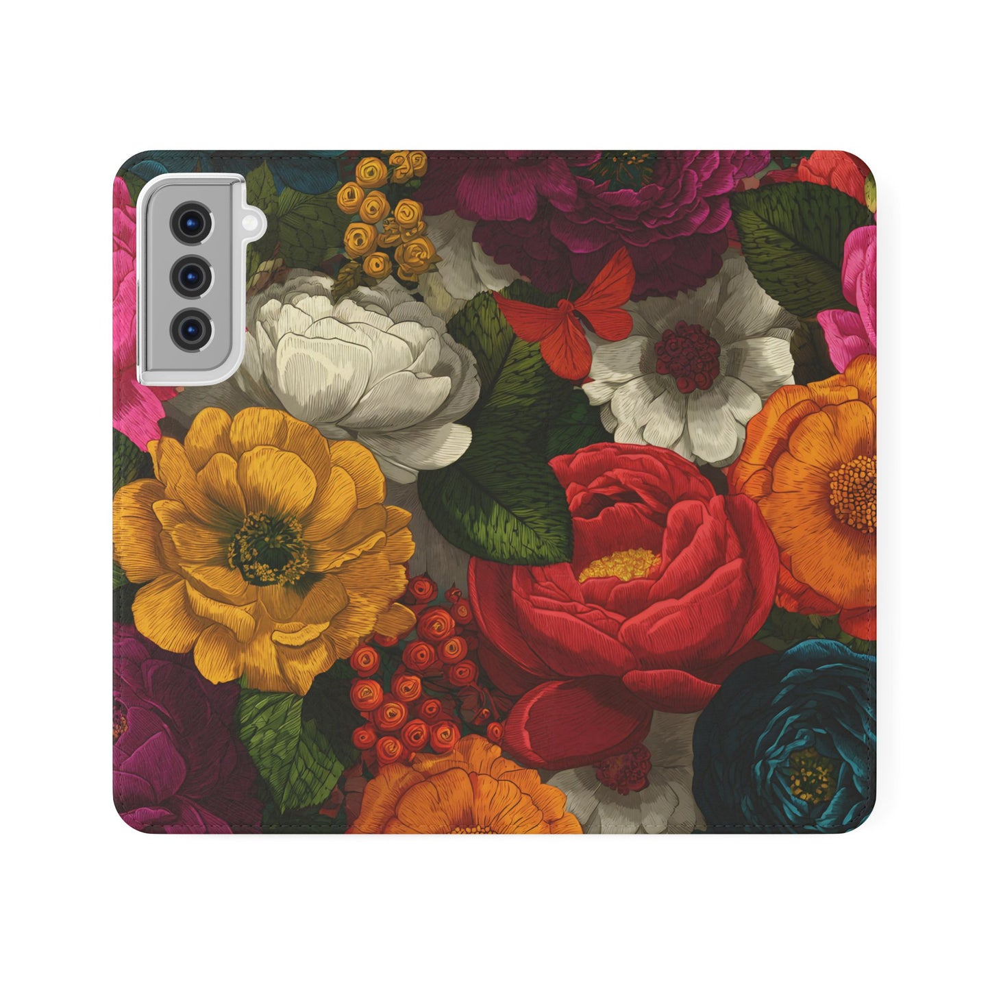 Midnight Bloom – Samsung Vegan Leather Flip Phone Case