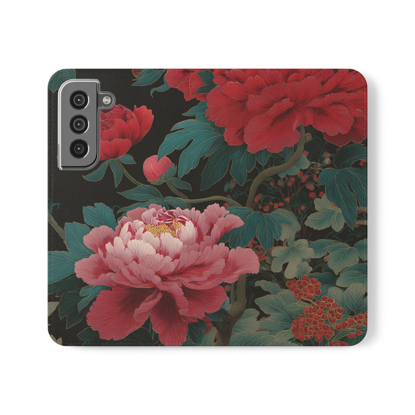 Blooming Peony – Vegan Leather Samsung Flip Case