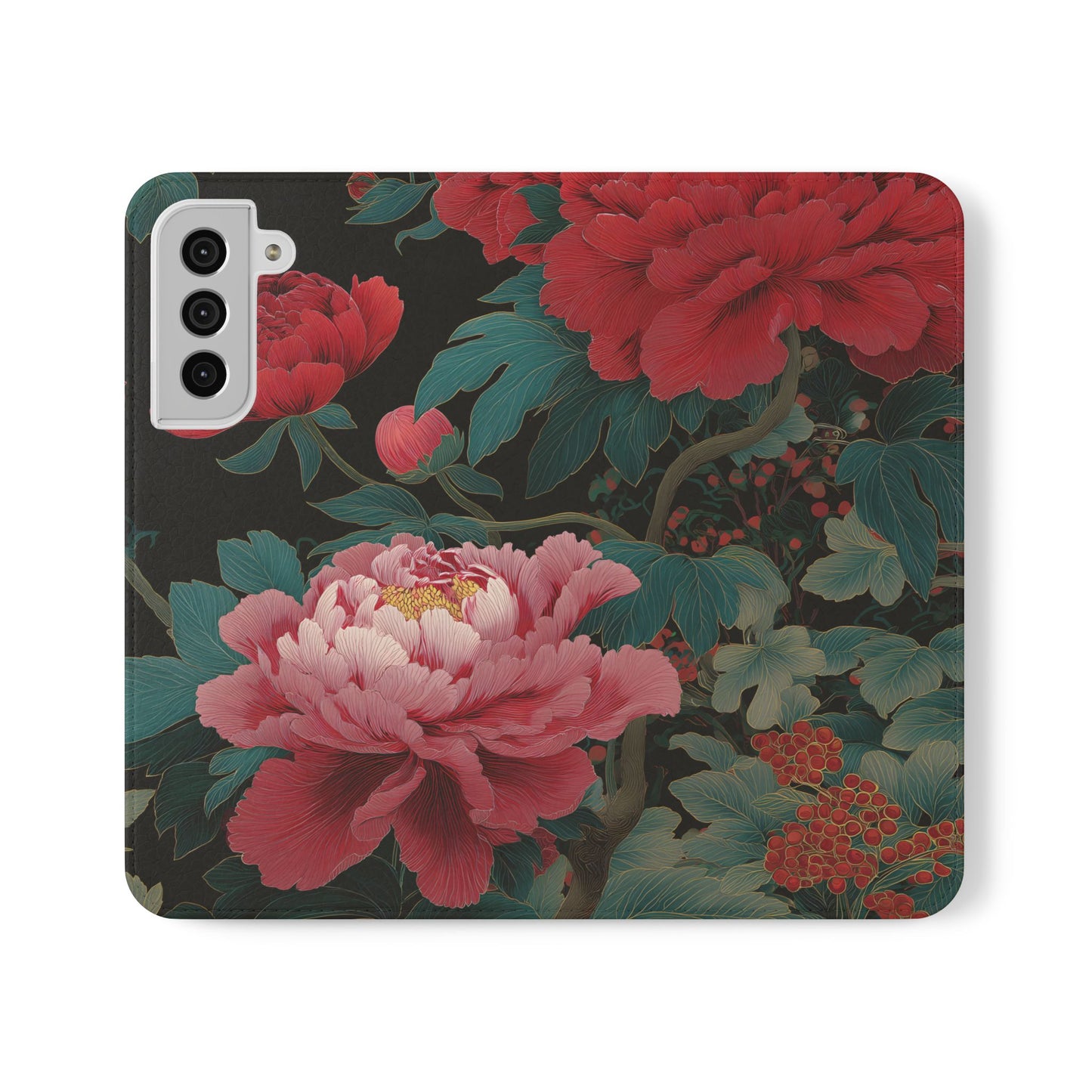 Blooming Peony – Vegan Leather Samsung Flip Case