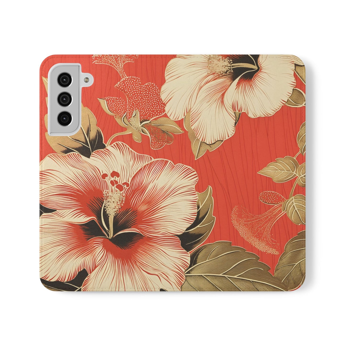 Golden Hibiscus – Vegan Leather Wallet Samsung Case