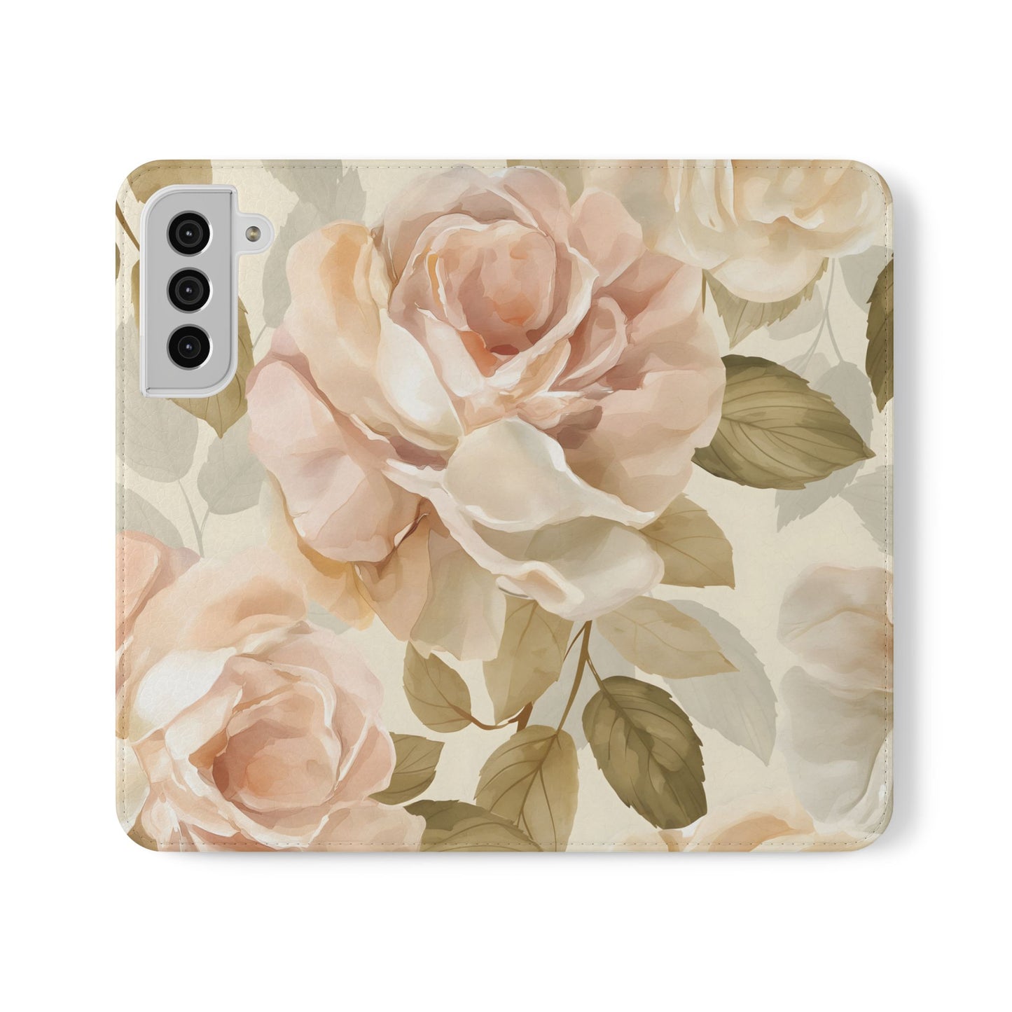 Soft Rose Elegance โ Vegan Leather Wallet Samsung Case