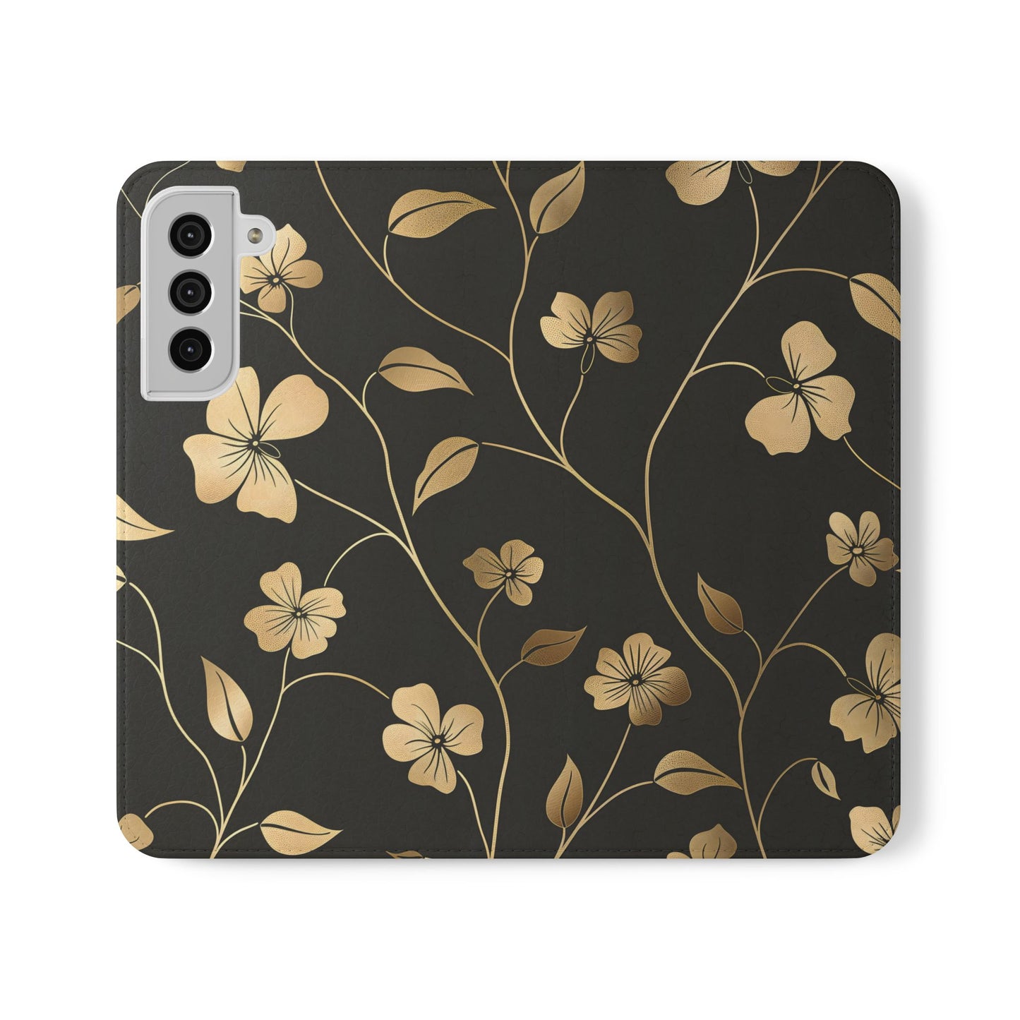 Golden Elegance โ Samsung Vegan Leather Wallet Case