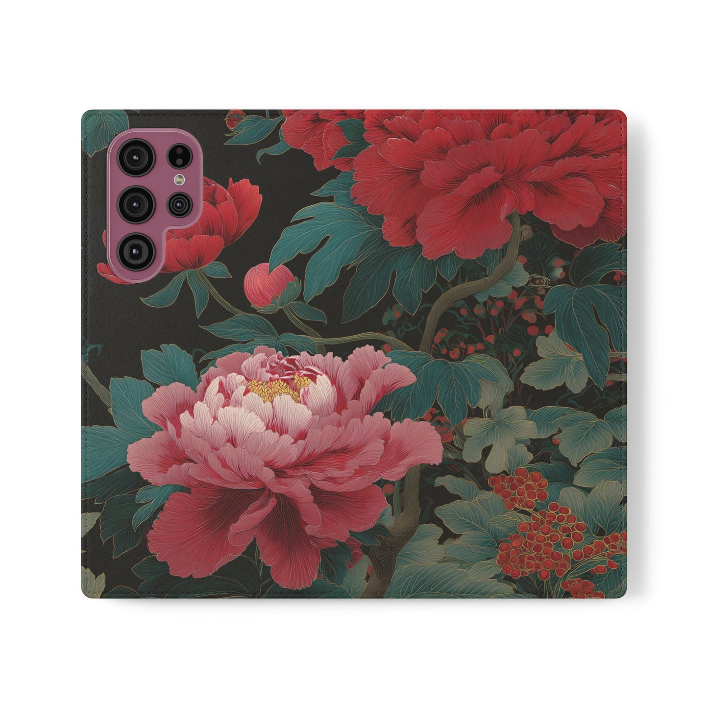 Blooming Peony – Vegan Leather Samsung Flip Case