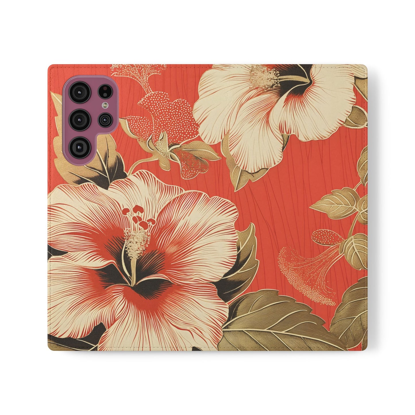 Golden Hibiscus – Vegan Leather Wallet Samsung Case