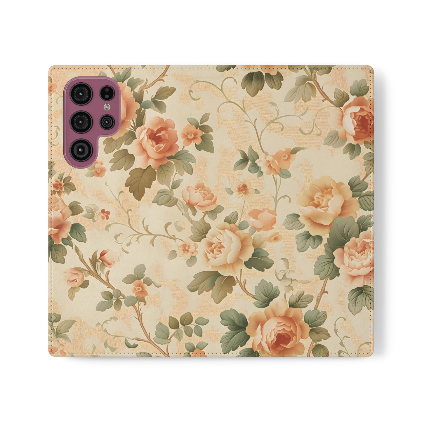 Vintage Bloom โ Vegan Leather Wallet Samsung Case