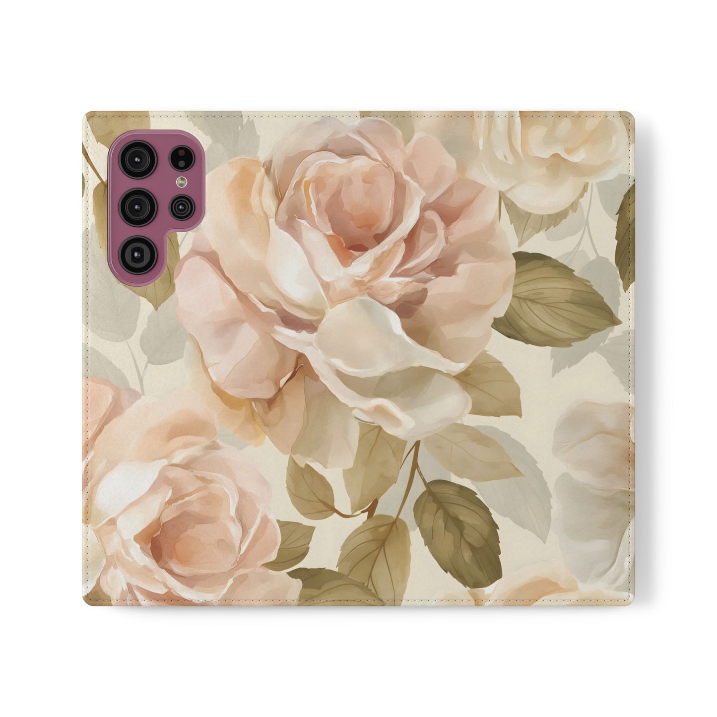 Soft Rose Elegance โ Vegan Leather Wallet Samsung Case
