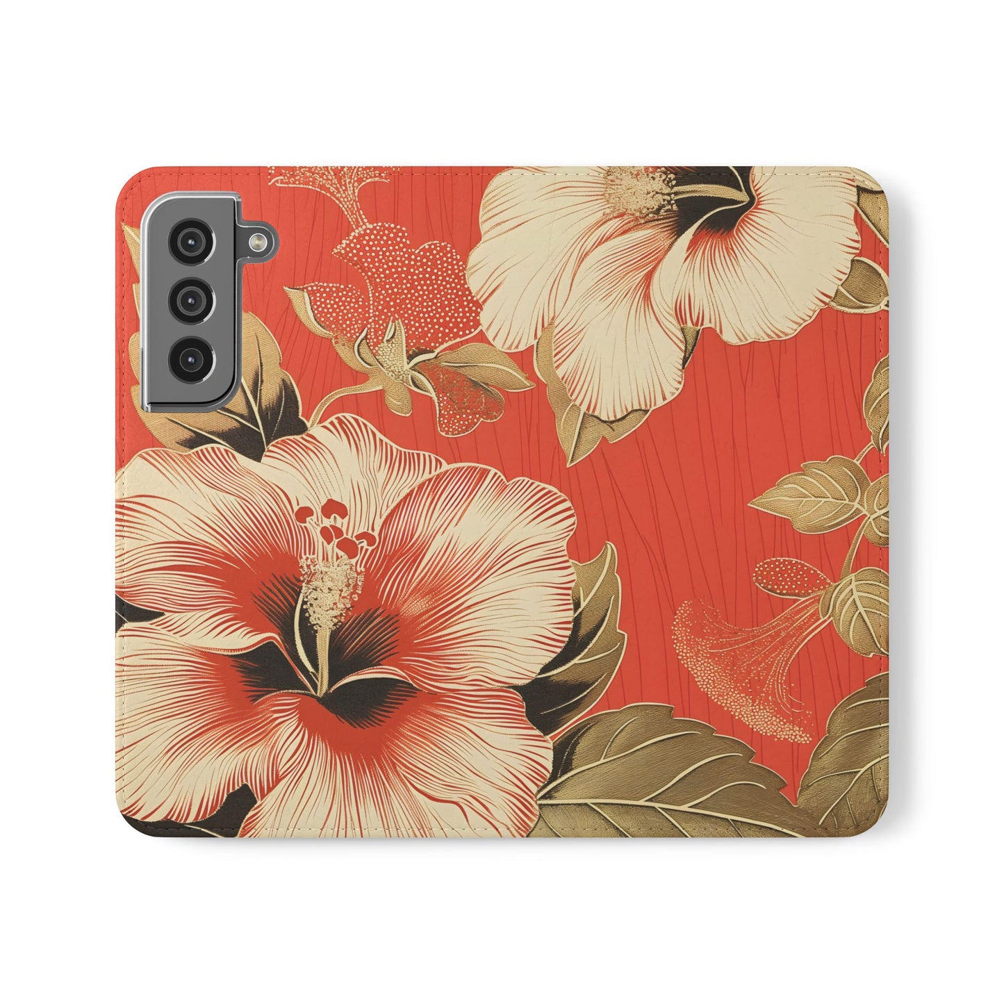 Golden Hibiscus – Vegan Leather Wallet Samsung Case