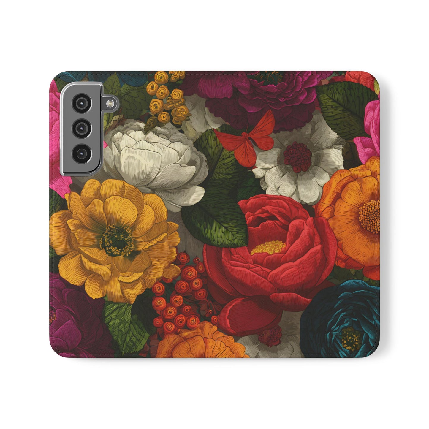 Midnight Bloom – Samsung Vegan Leather Flip Phone Case