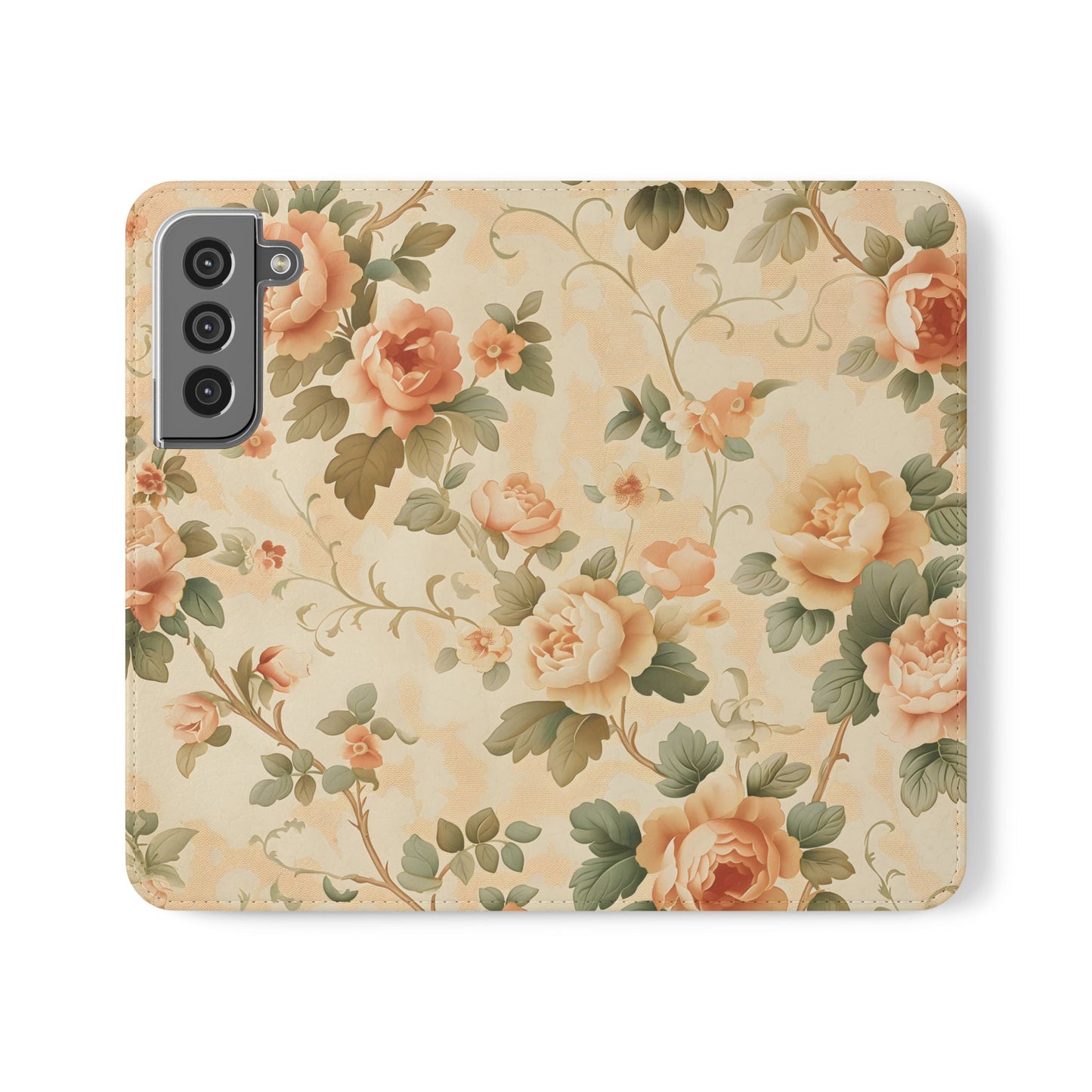 Vintage Bloom โ Vegan Leather Wallet Samsung Case