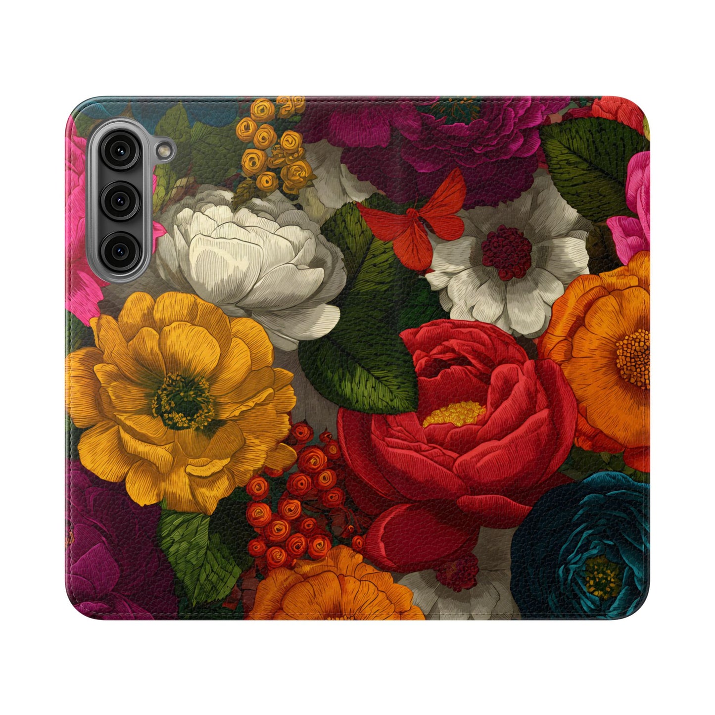 Midnight Bloom – Samsung Vegan Leather Flip Phone Case