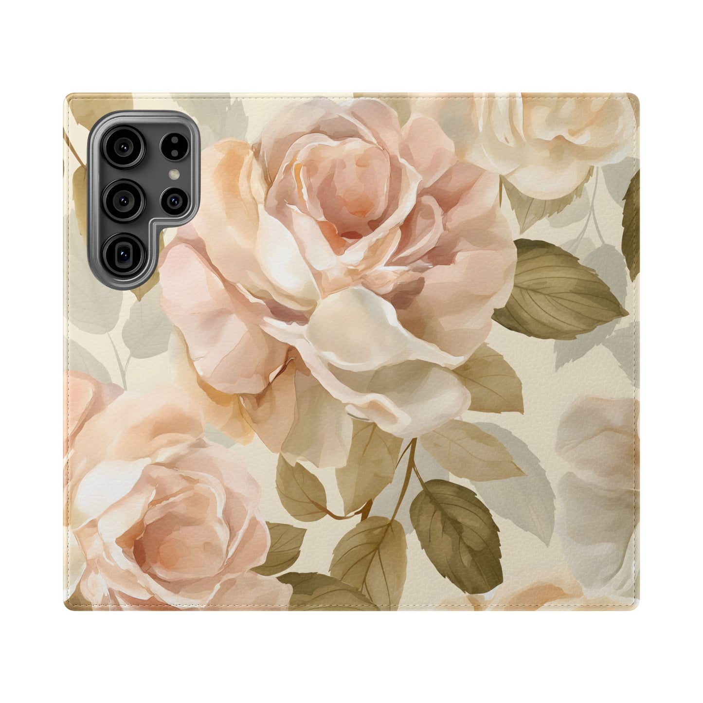 Soft Rose Elegance โ Vegan Leather Wallet Samsung Case