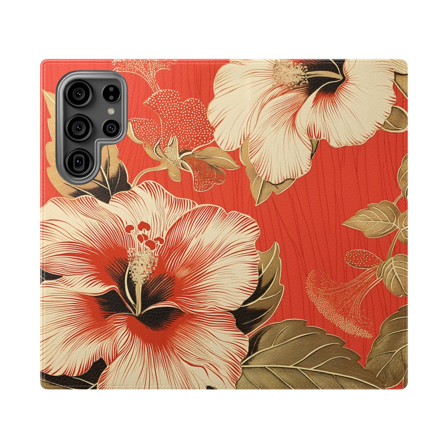 Golden Hibiscus – Vegan Leather Wallet Samsung Case