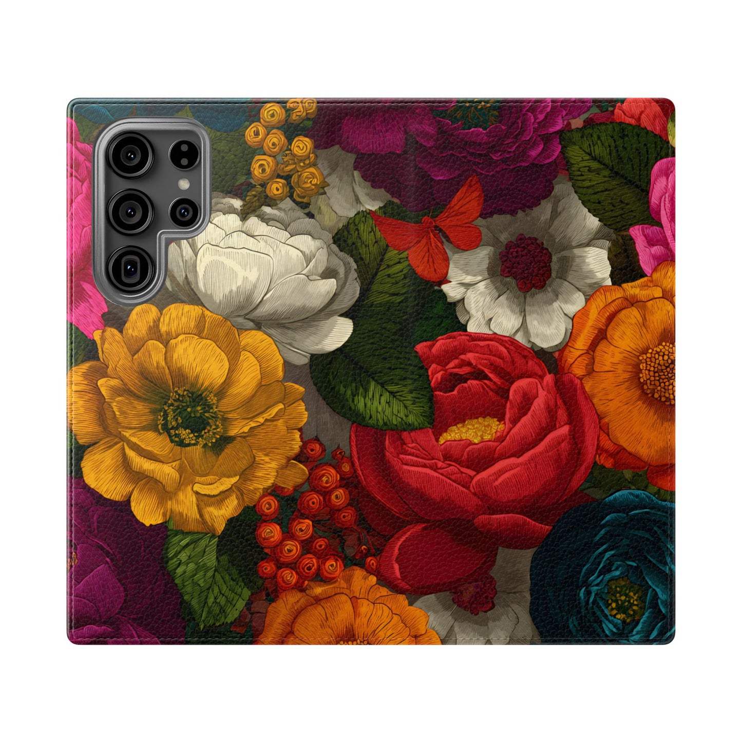 Midnight Bloom – Samsung Vegan Leather Flip Phone Case