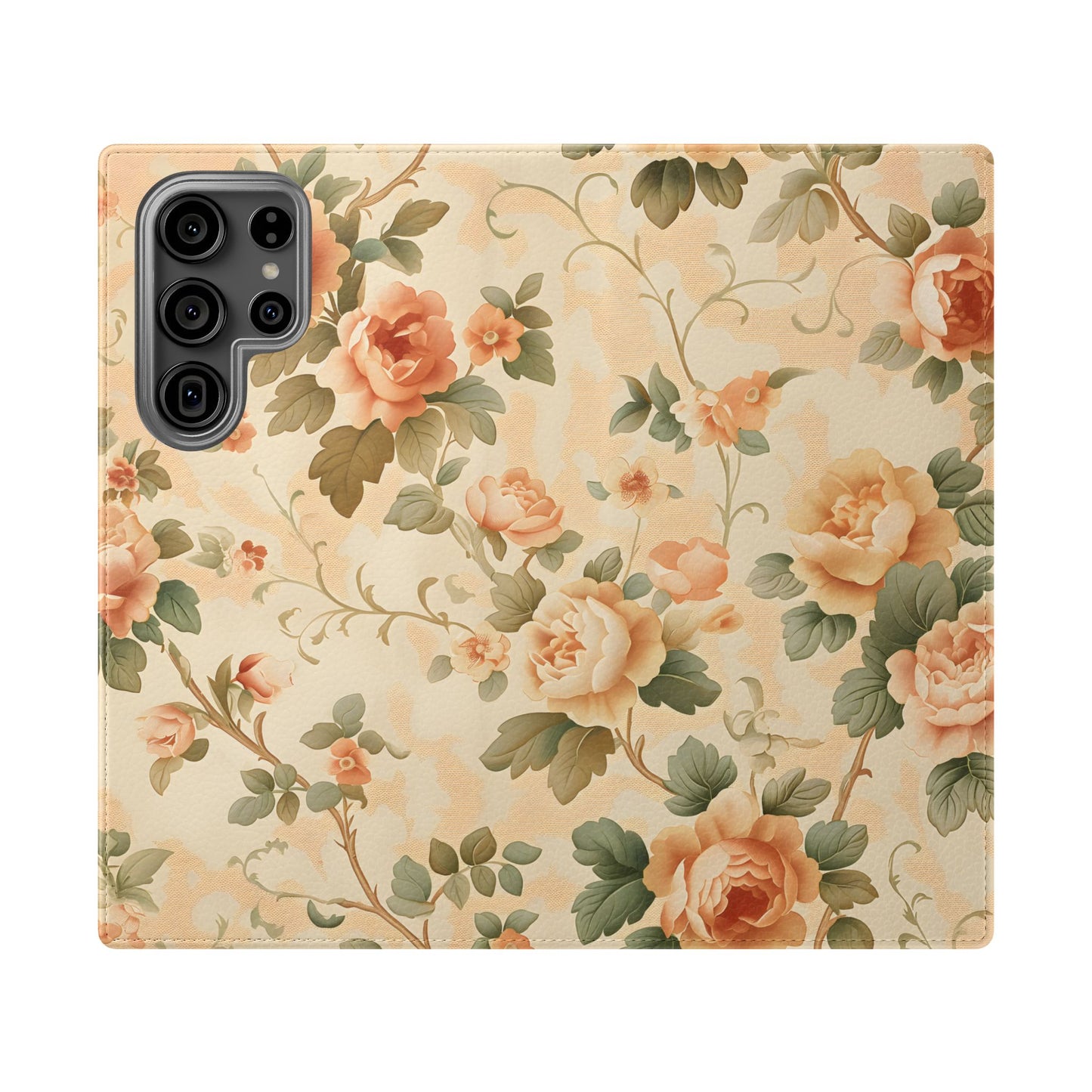 Vintage Bloom โ Vegan Leather Wallet Samsung Case