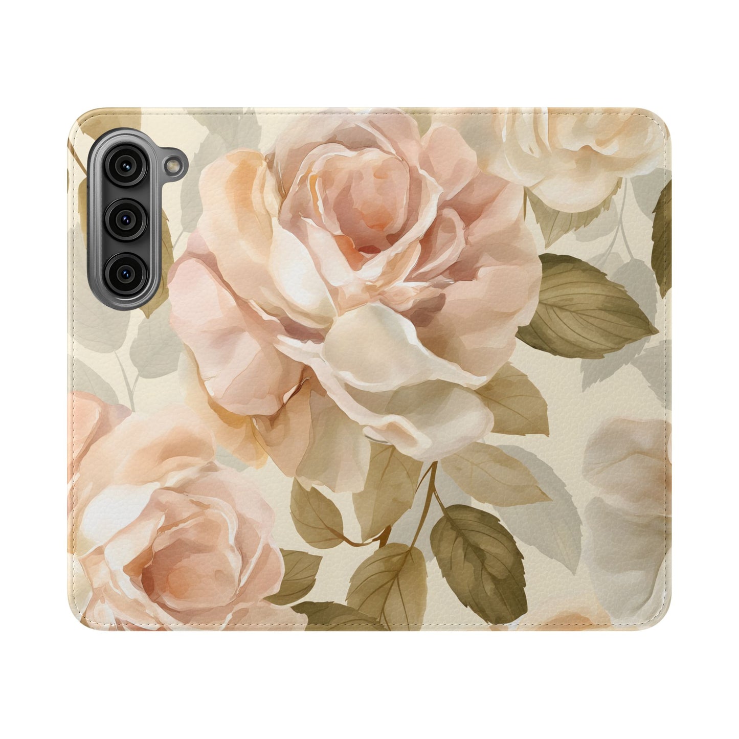 Soft Rose Elegance โ Vegan Leather Wallet Samsung Case